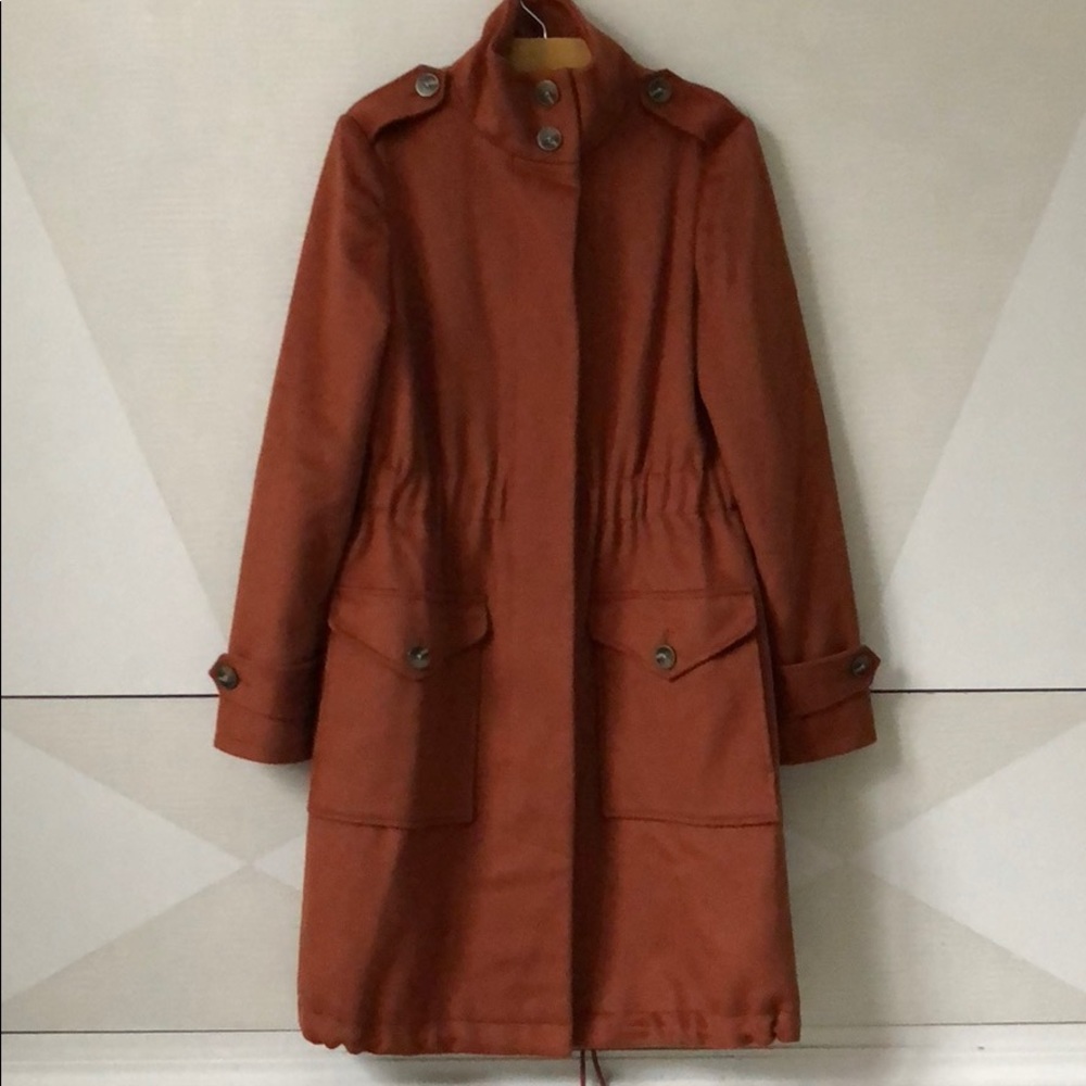 L.L. Bean rust wool trench coat S